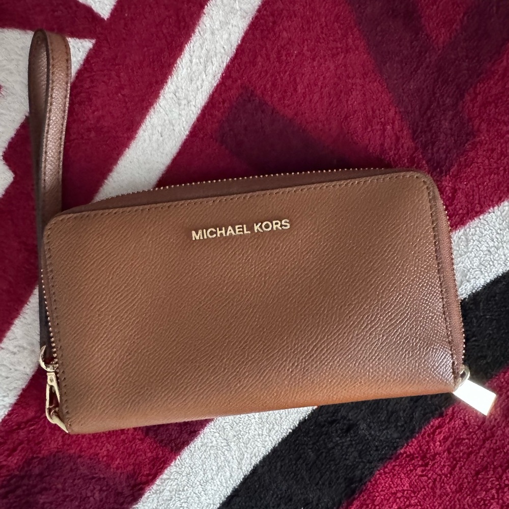 Michael Kors Tan Wristlet Clutch